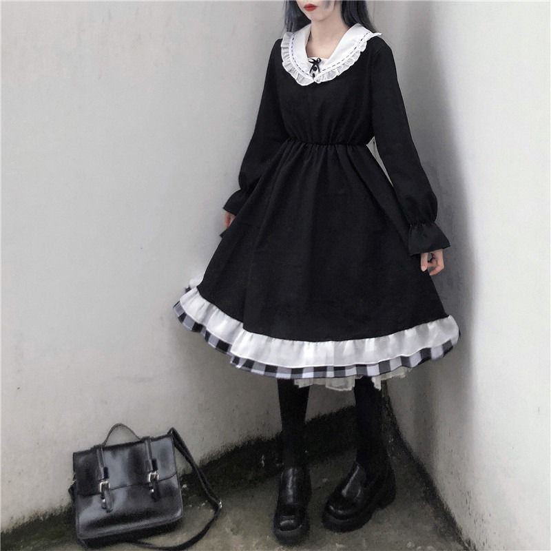 [Order] (L3) Váy đầm Gothic Lolita đính nơ dáng xòe loại đẹp màu đen
