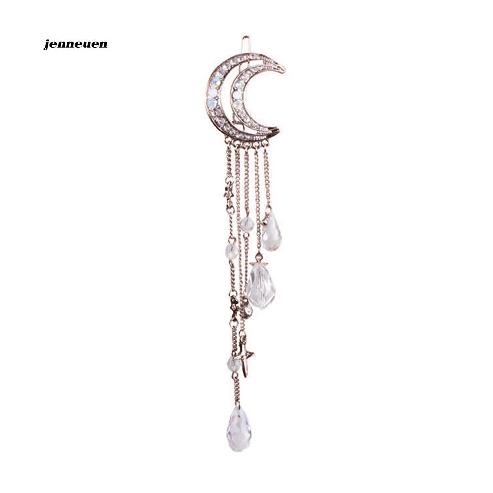 Kẹp tóc đính đá nhân tạo hình mặt trăng cho nữ