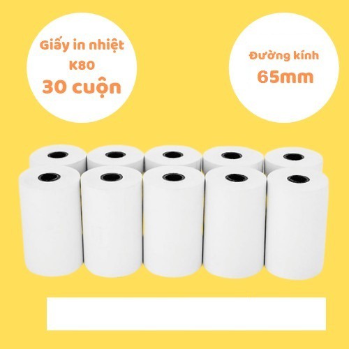 Bộ 30 Cuộn Giấy In Nhiệt Oji Khổ K80 Cho Máy In Bill Đường Kính 65mm (80mm x 65mm)