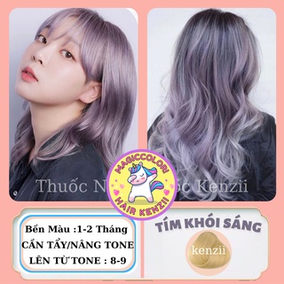 Thuốc Nhuộm Tóc Tím Khói Sáng Tặng Oxy Trợ Nhuộm Găng Tay Mũ Chùm Kenzii Lên Từ Tone 9