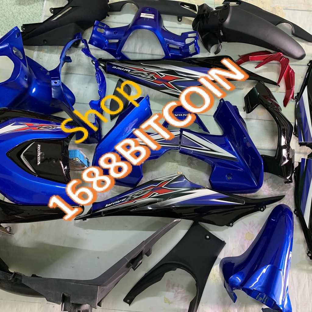 Dàn áo xe Wave RSX 110 đời 2010 đến 2011 Màu Xanh Đen -nhựa trắng nguyên sinh ABS LOẠI TỐT