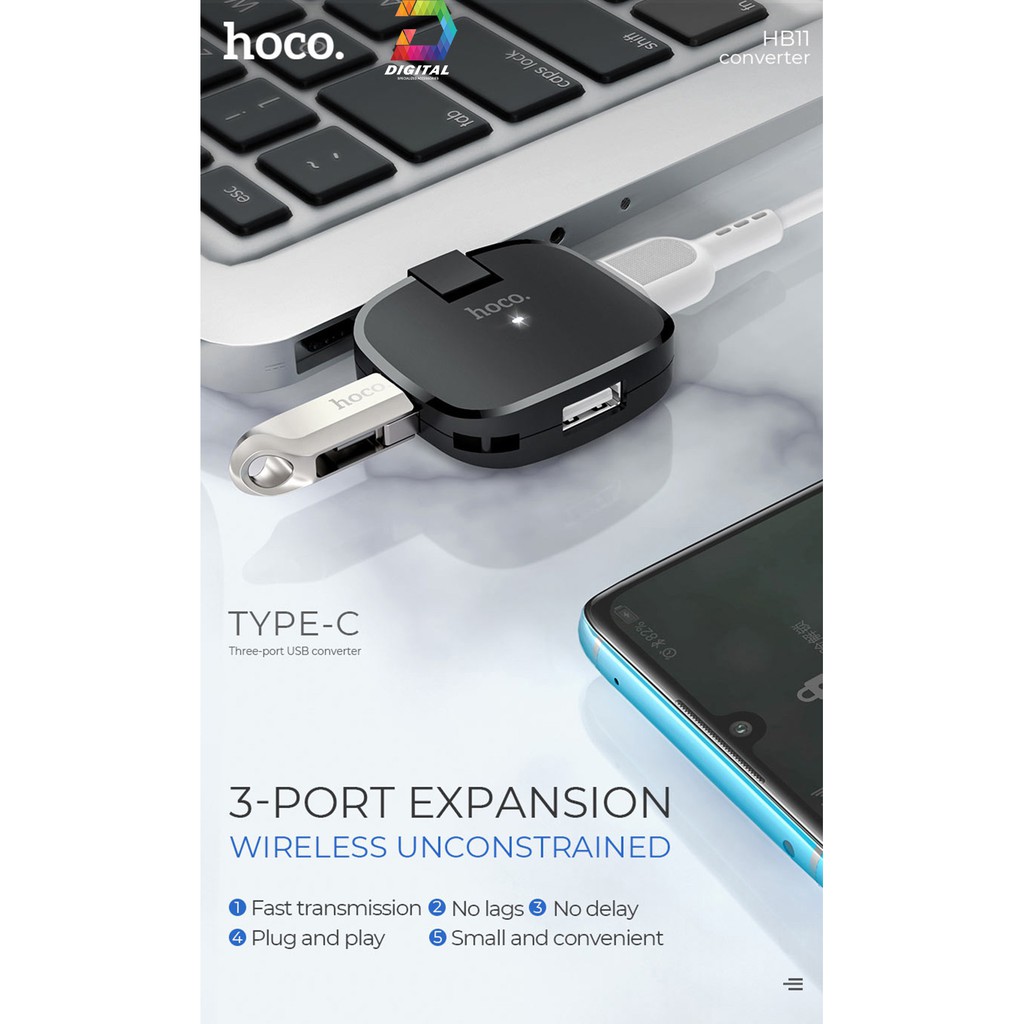 Hub chuyển Type C ra USB Hoco HB11 chính hãng