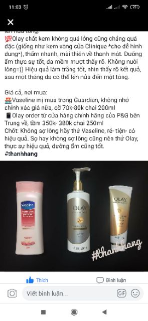Body lotion dưỡng thể trắng da Olay