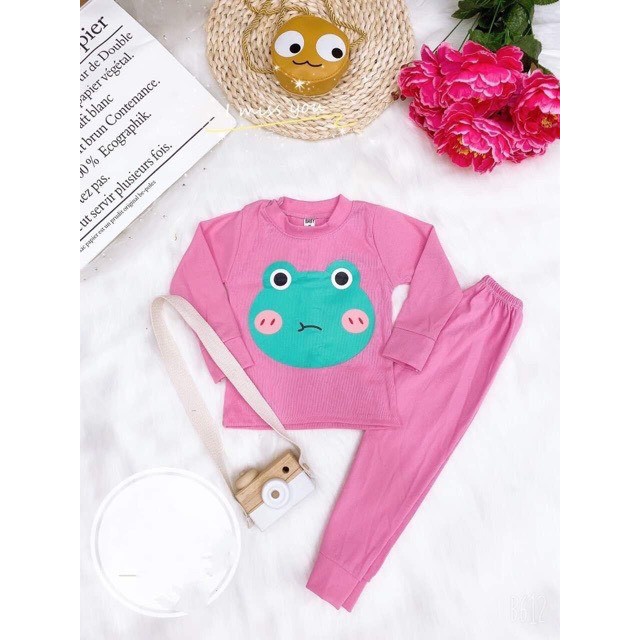 Bộ quần áo cotton dài tay in hình thú cho bé từ 8-18kg