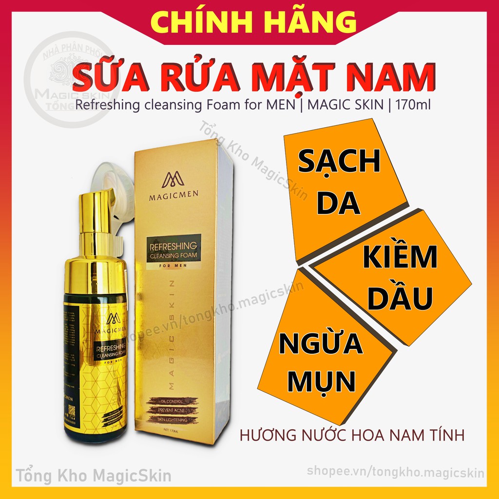 Sữa rửa mặt NAM Magic Skin - Refreshing Cleansing Foam for MEN Sạch Da Kiềm Dầu