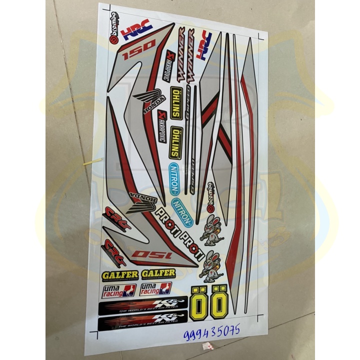 ( Quí khách vui lòng mang ra tiệm cho thợ dán ) Tem xe winner v1 mẫu zin đỏ đen