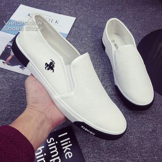 Slip on da nam | Giày lười da "Kỵ binh" - Màu trắng, nâu & đen - Fullbox - Mã A605 hàng Quảng Châu