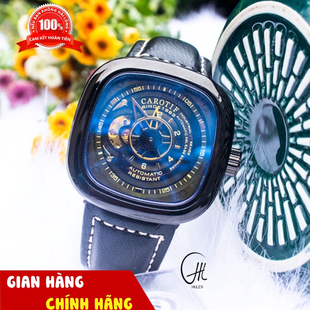 Đồng hồ Nam tự động CAROTIF F1003 dây da chạy 2 kim-Tặng Hộp, vòng tay phong thủy
