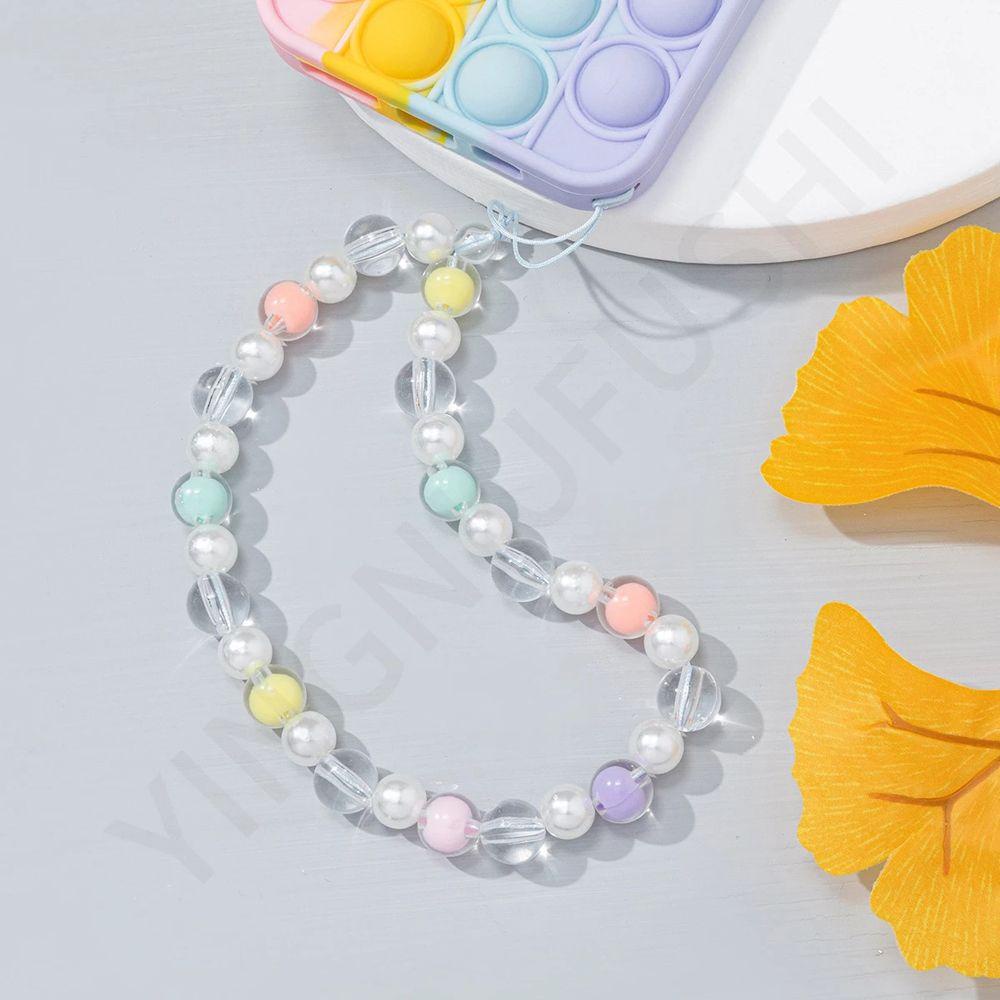 Dây Đeo Điện Thoại / Móc Chìa Khóa Đính Hạt Ngọc Trai Giả Bằng Acrylic Chống Thất Lạc Tiện Dụng