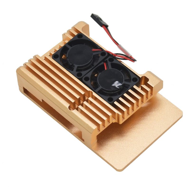 Hộp Nhôm Tản Nhiệt Kép Kèm Quạt Tản Nhiệt Cho Raspberry Pi 4 Model B