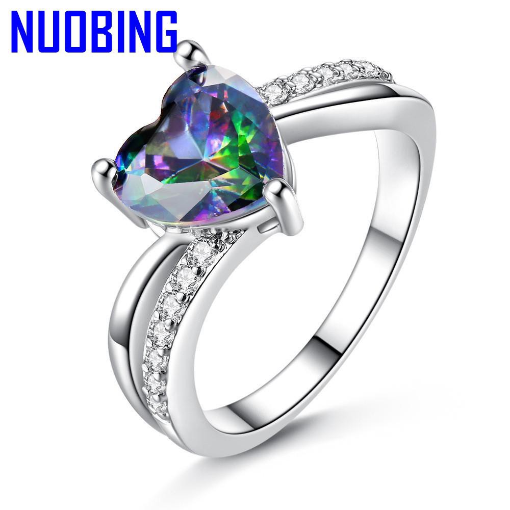 Multicolor Aaa Zircon Diamonds Rings For Women 18K White Gold Silver Color Wedding Anillos Mujer Bling Jewelry Accessory Gift|Rings|