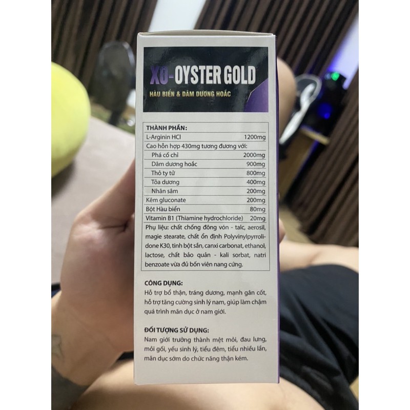 Hàu Biển XO-OYSTER GOLD- Tím - Tăng Cường Sinh Lý Vitamin Giảm Mỏi Gối , Đau Lưng , Tiểu Đêm , Thận Kém - Hộp 30 Viên