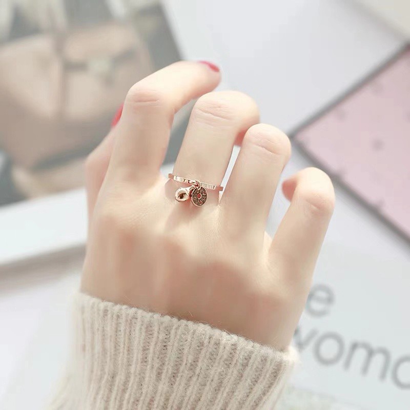 Nhẫn Đồng Mạ Vàng Hồng 18K Chống Dị Ứng Chống Thấm Nước Không Bị Dị Ứng Dành Cho Nữ