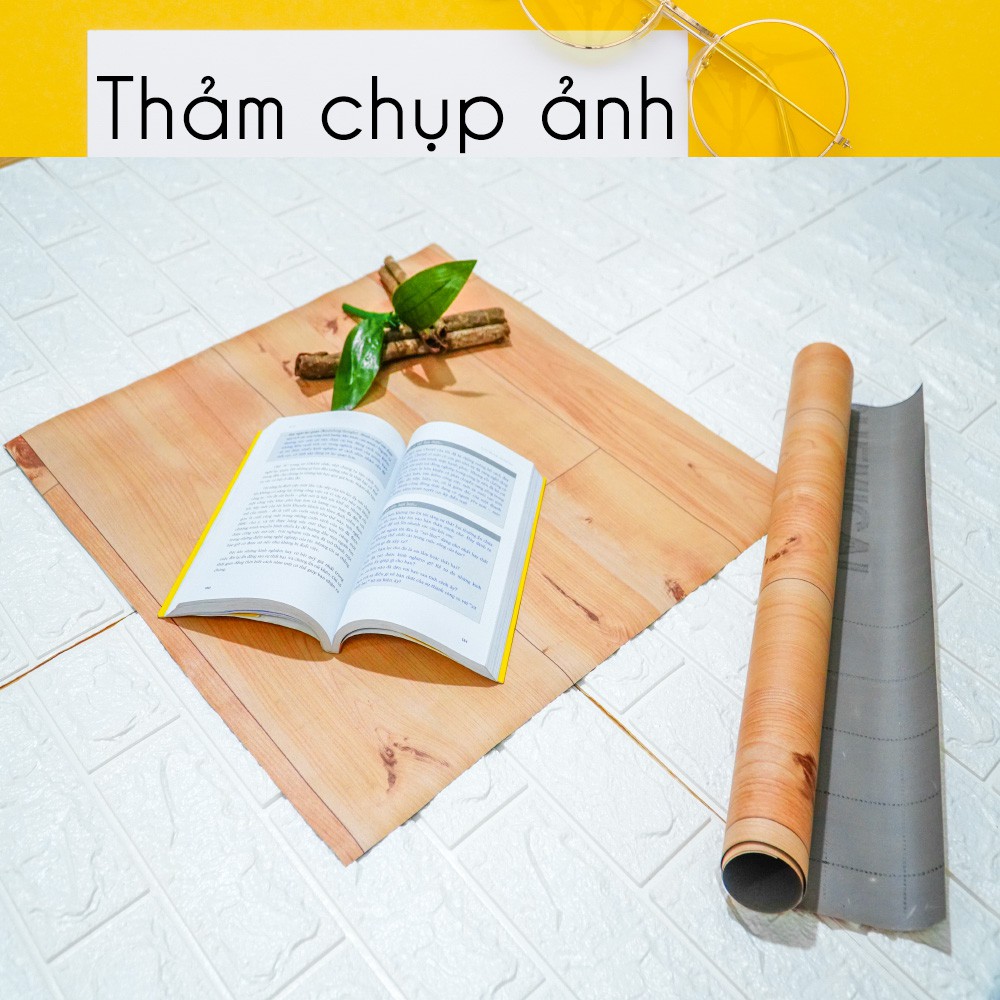 Thảm chụp hình sản phẩm, làm phông nền trang trí, vân gỗ vàng nhạt