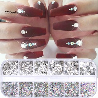 [Hàng mới về] Hộp đá giả dạng dẹt đính móng trang trí nghệ thuật 12 ô