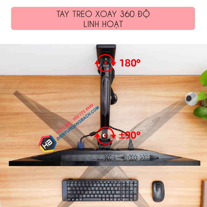 Giá Treo Màn Hình NB F425 24 - 35 Inch - Arm Màn Hình Gắn Tường Xoay 360 Độ - Điều Chỉnh Độ Cao Thấp