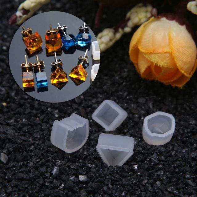 Set 1 cặp Khuôn silicon làm trang sức hoa tai resin UV DIY sáng tạo