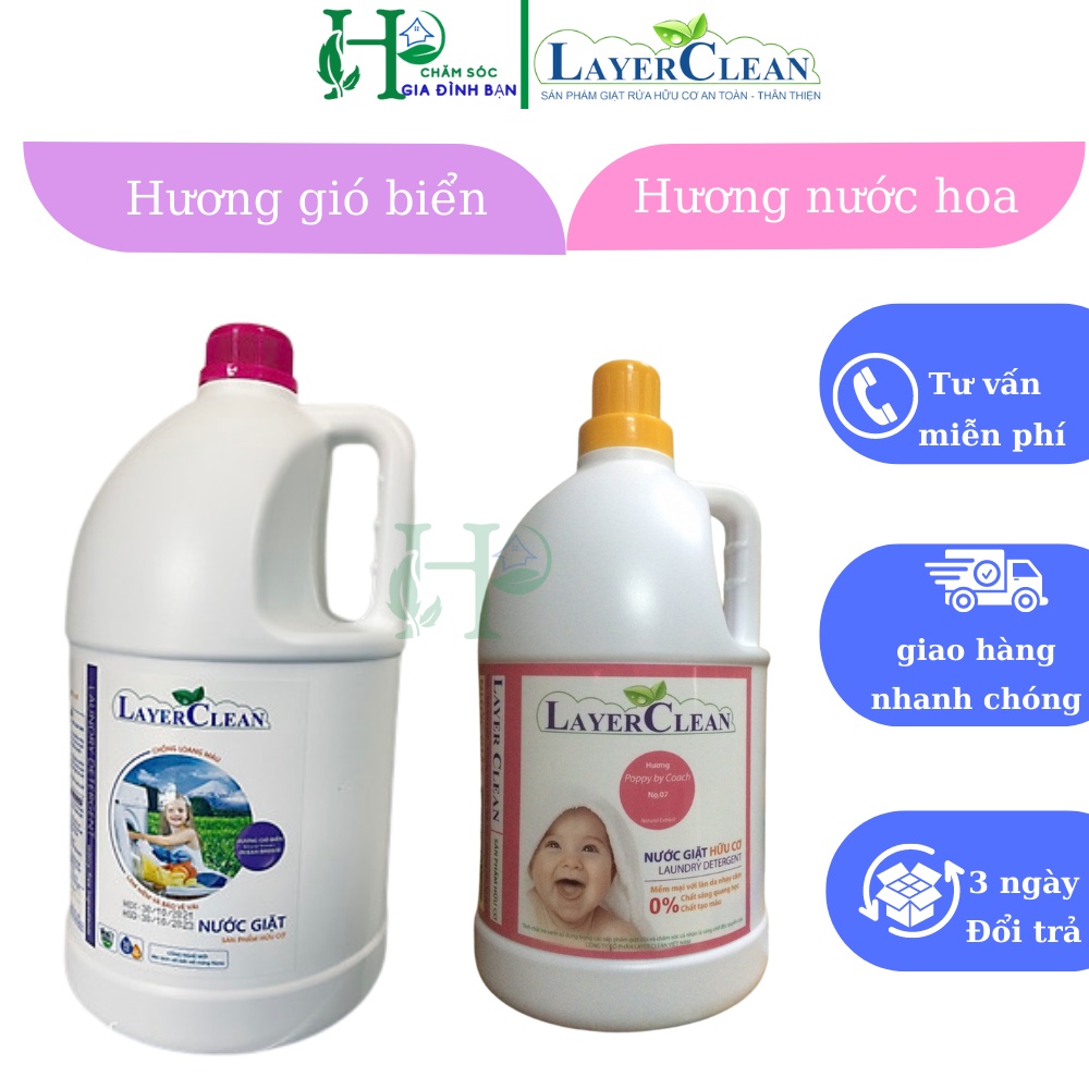 Nước giặt hữu cơ Hương Gió biển Layer Clean can lớn 5l