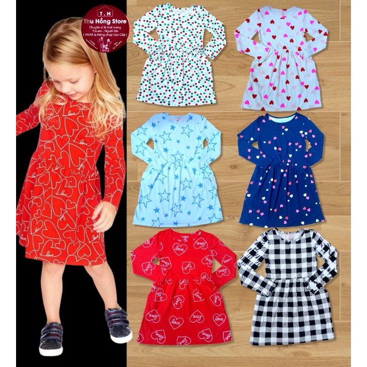 Váy tay dài có túi cho bé gái size Đại từ 20kg đến 45kg chất mềm mát