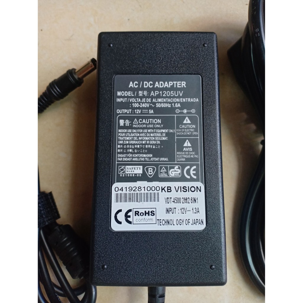 Nguồn Adapter 12V-5A 5.5*2.1 MM (BH 06 Tháng)