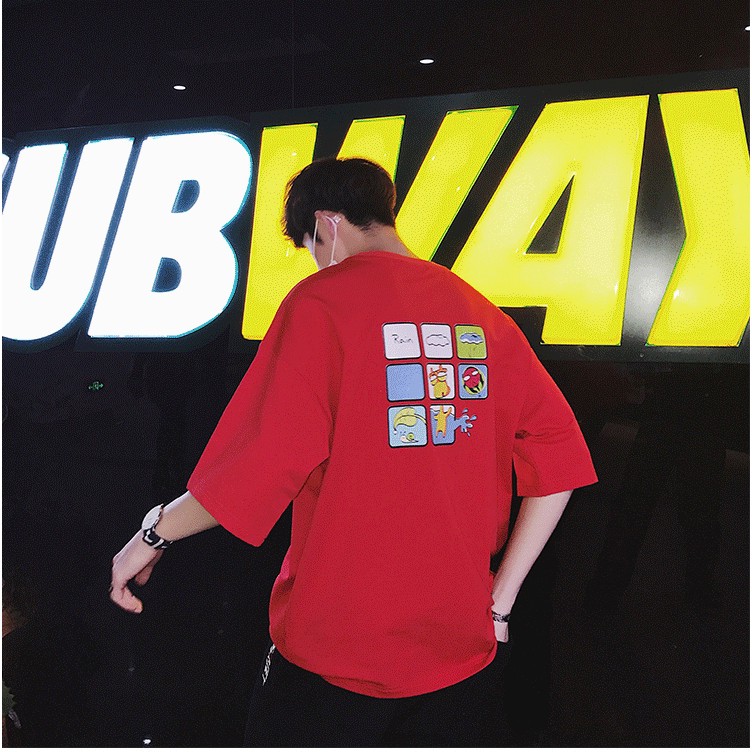 Áo thun tay lỡ form rộng - phông nam nữ cotton oversize - T shirt hoạt hình 9 ô - 2N Unisex
