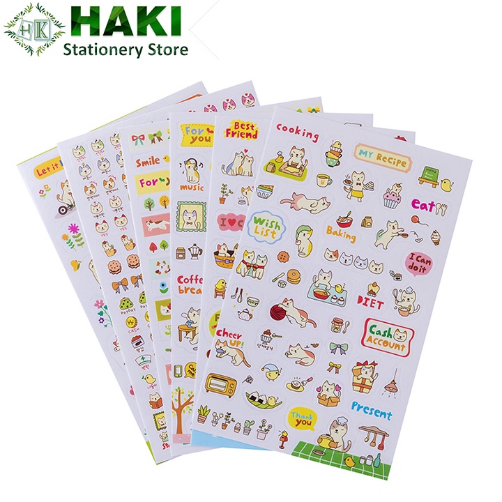 Sticker cute dễ thương HAKI, hình dán cute hoạt hình trang trí sổ đáng yêu giá rẻ ST45