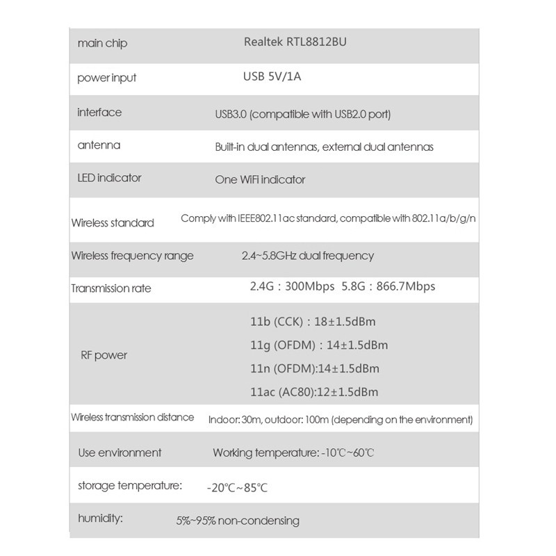 Card Mạng Không Dây 1200mbps Rtl8812Bu 2.4-5.8ghz Usb3.0 Thẻ | BigBuy360 - bigbuy360.vn