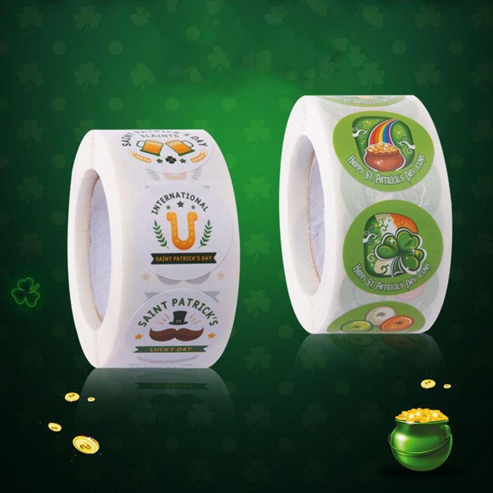 Set 1 Cuộn 500 Miếng Dán Hình Tròn Trang Trí Lễ Hội Nhãn Dán Ngày Thánh Patrick