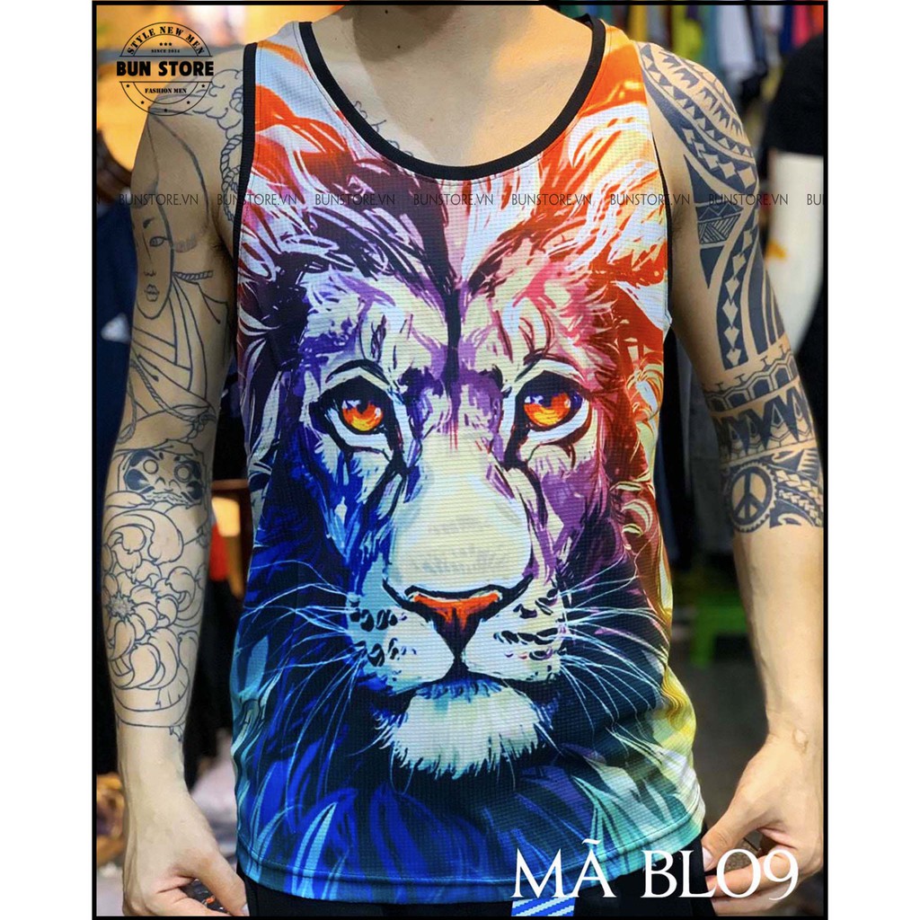 Áo ba lỗ lưới in Hình 3D cao cấp tập GYM, chơi thể thao, áo nhóm đi biển - BunStore