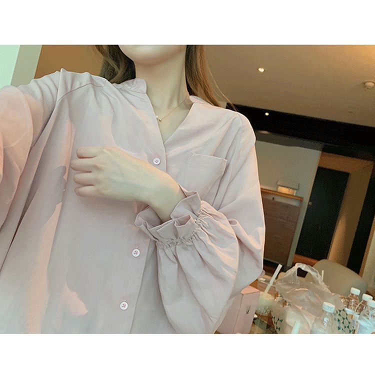 Áo sơ mi chiffon tay dài dáng rộng phong cách Hàn Quốc thời trang cho nữ
 | BigBuy360 - bigbuy360.vn