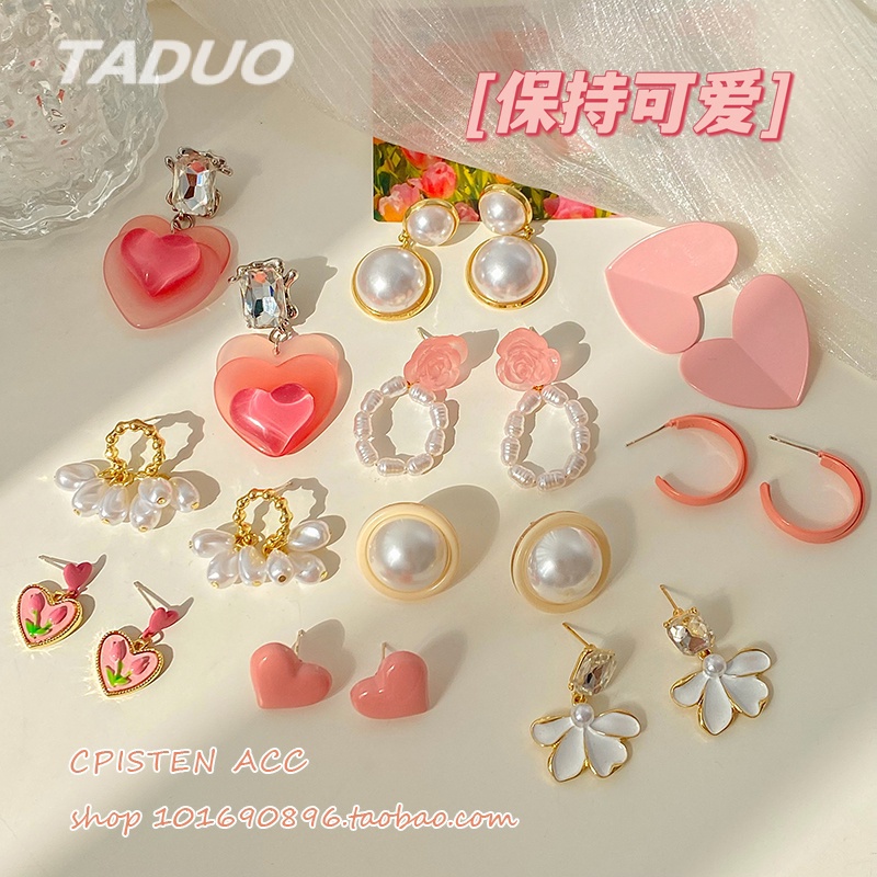 Khuyên Tai Dáng Dài Đính Nơ/Trái Tim/Nơ Dễ Thương Thời Trang Mùa Hè Mới 2023