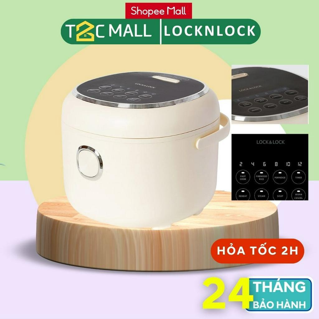 Nồi Cơm Điện 0.8L 400W LocknLock EJR716IVY Nhỏ Gọn Kèm 6 Chế Độ Nấu Cài Đặt Sẵn T2Cmall