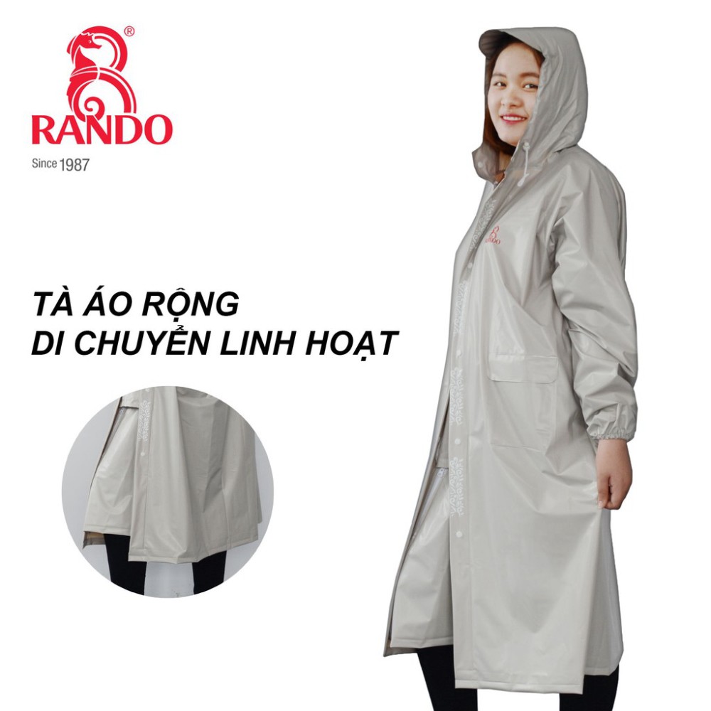 Áo mưa Rando Chính Hãng, Áo mưa Rando Bosur Che Mưa Linh Hoạt, Chất liệu nhựa PVC cao cấp, Bít Sườn kết hợp dây kéo