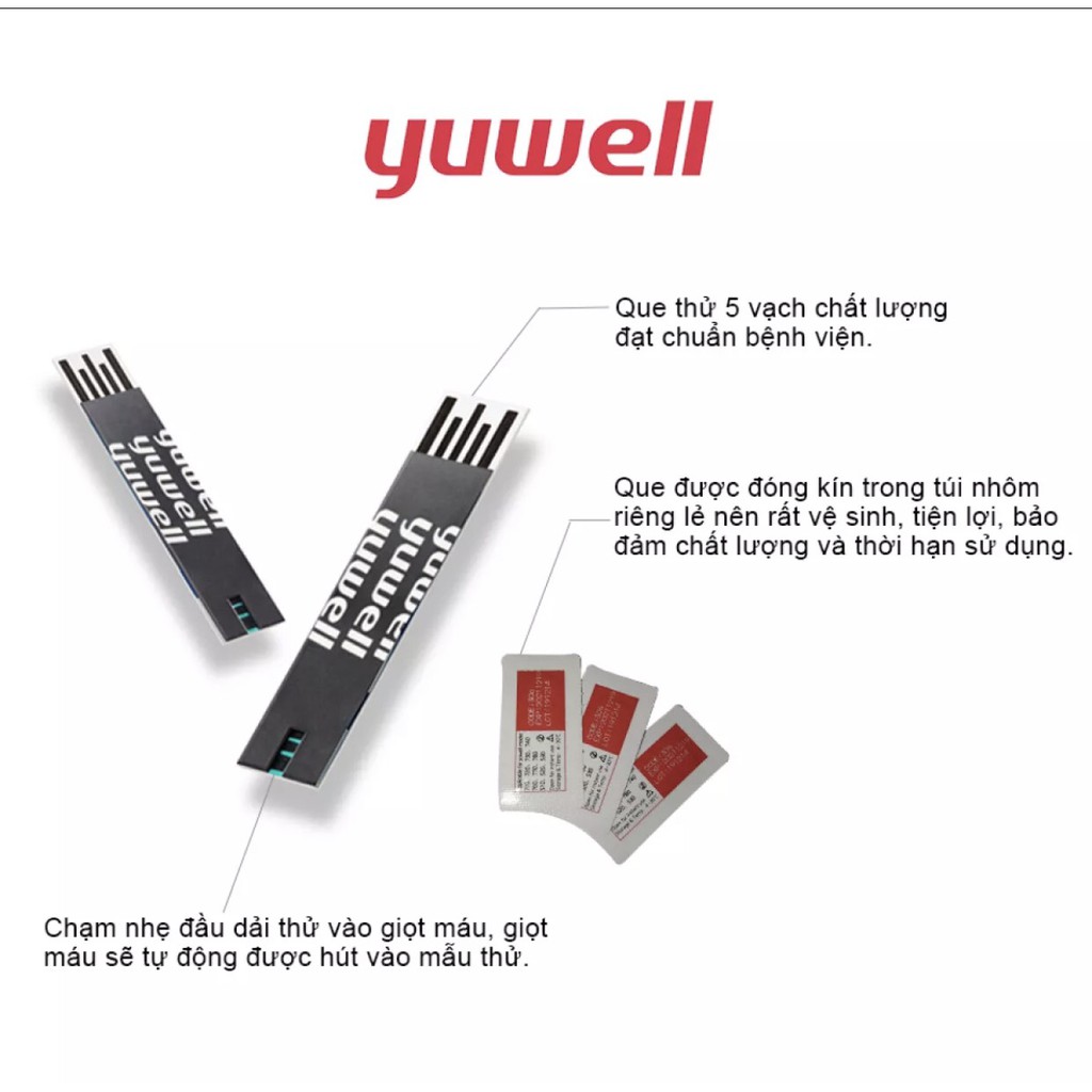 Hộp test(50 cái) + Hộp kim(50 cái) dùng cho Máy đo đường huyết Yuwell Accusure 710