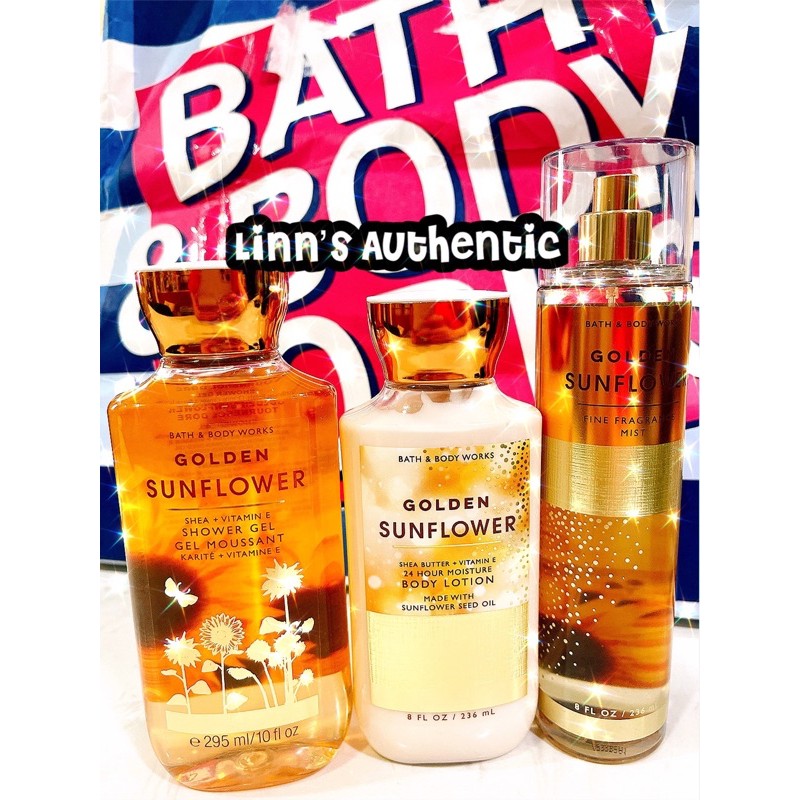 Auth_ Fullsize GOLDEN SUNFLOWER _Xịt Thơm Dưỡng Mịn Da Toàn Thân Bath & Body Works