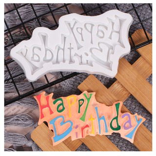 Khuôn Silicone Chữ Happy Birthday Đứng Cong