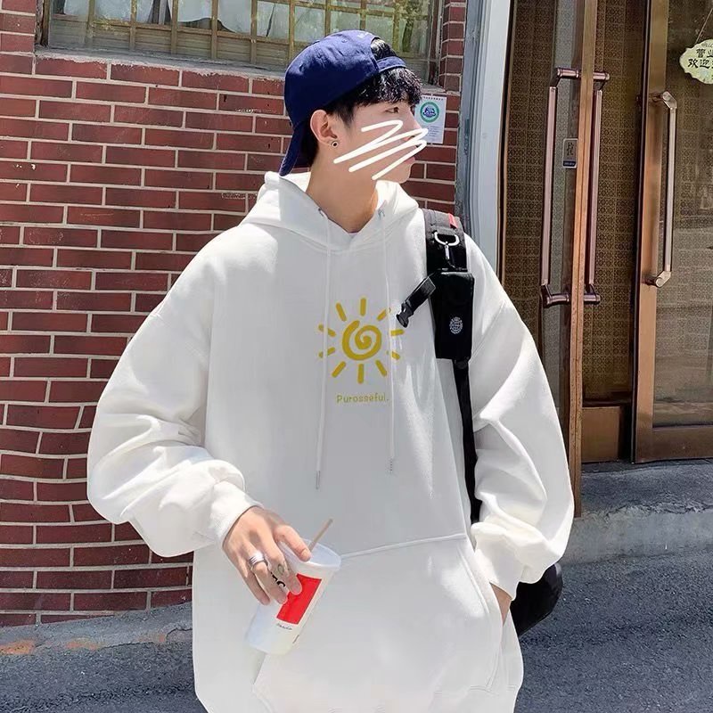 Áo Hoodie Mùa Đông Dáng Rộng Thoải Mái Có Túi Tay Dài In Họa Tiết Thời Trang Nhật Bản Cho Nam Size M-8XL