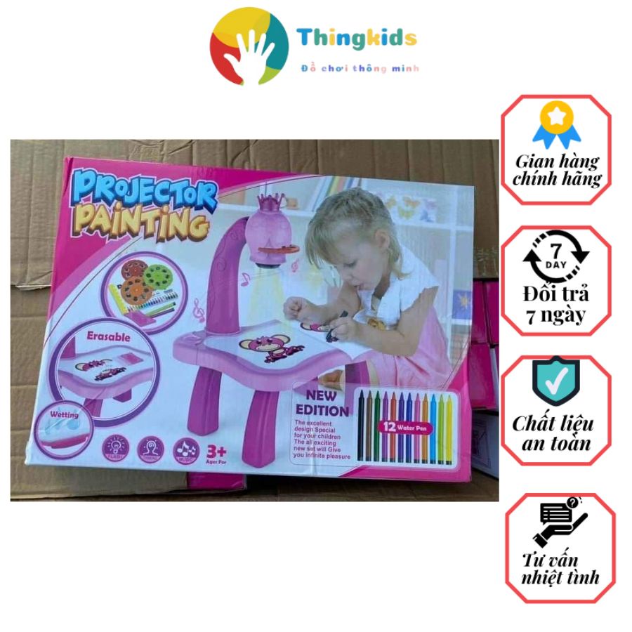 Bộ đồ chơi bảng vẽ thông minh, bảng vẽ chiếu đèn kèm bút mầu cho bé. Thingkids