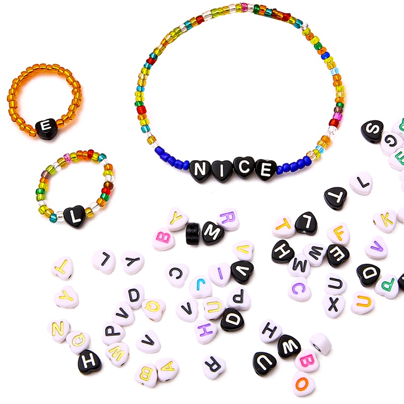 Set 100 hạt xâu chuỗi mẫu 26 chữ cái 7x7mm