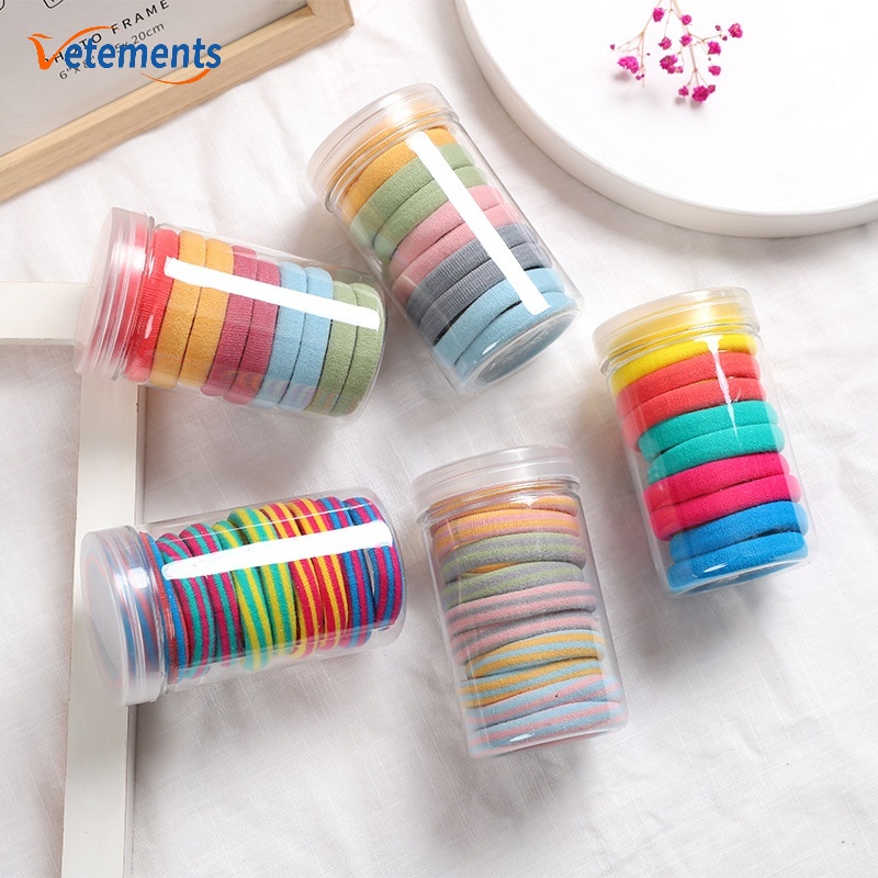 Hộp 10 Dây Buộc Tóc Dày Co Giãn Cao Đơn Giản Cho Nữ