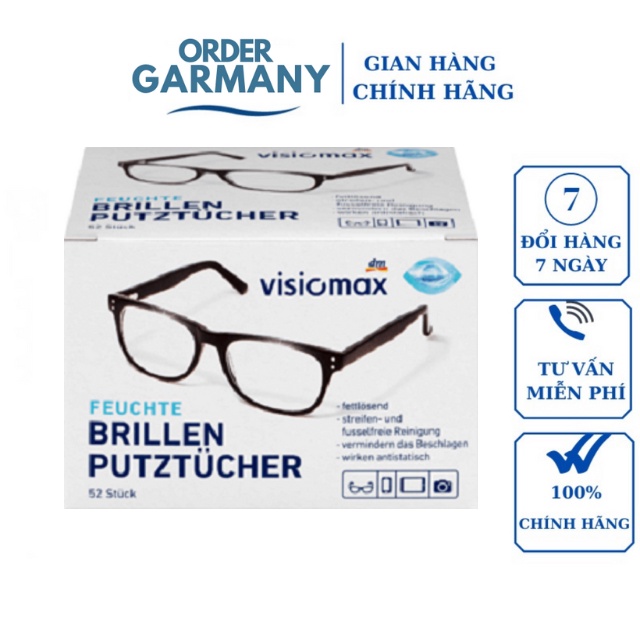 Giấy lau kính Visiomax Đức 52 tờ giúp làm sạch và bảo vệ kính