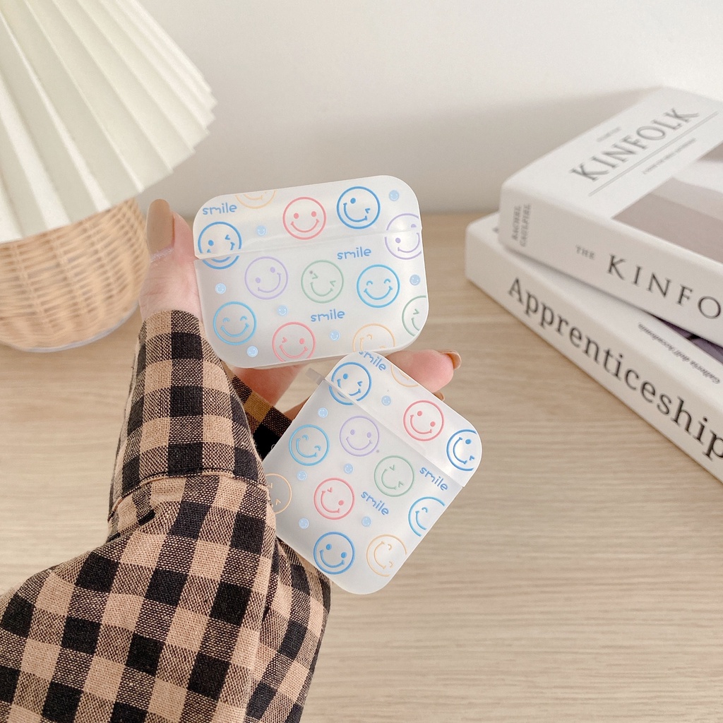Vỏ Bảo Vệ Hộp Sạc Tai Nghe compatible AirPods Pro compatible AirPods 2/Pro Họa Tiết Mặt Cười Khung Màu Sắc 20213 Bằng TPU Tiện Dụng