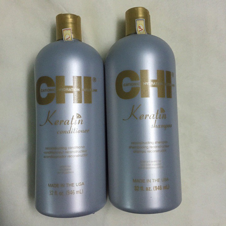 #chi_usa Dầu gội xả CHI Keratin Reconstructing Mỹ dành cho tóc khô xơ ( 2x946ml) [sale giá chuẩn]