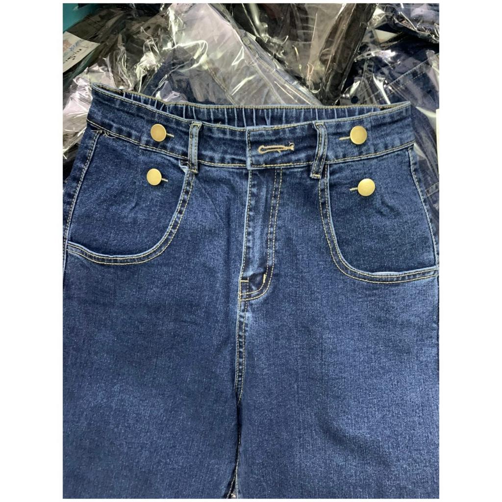 Quần Jean BAGGY Trơn  Lưng Thun Basic Bigsize, Jean Co Giãn 4 Chiều