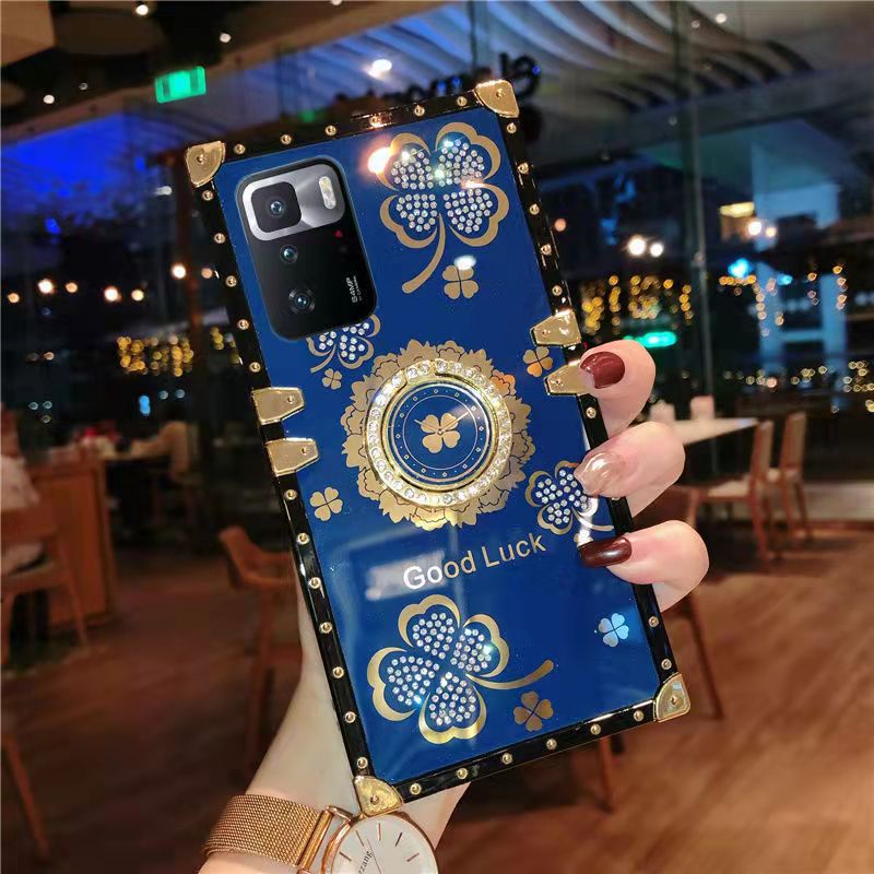 Ốp Điện Thoại Hình Vuông Đính Kim Tuyến Kèm Móc Xỏ Ngón Cho xiaomi redmi note 12 pro note11 11t 10t 10s Giá Đỡ