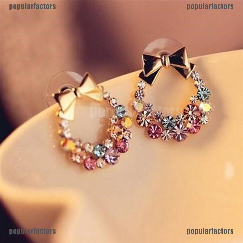 [Popular] 1pair Fashion Women Lady Elegant Crystal Rhinestone Ear Stud Earrings Jewelry [FS]