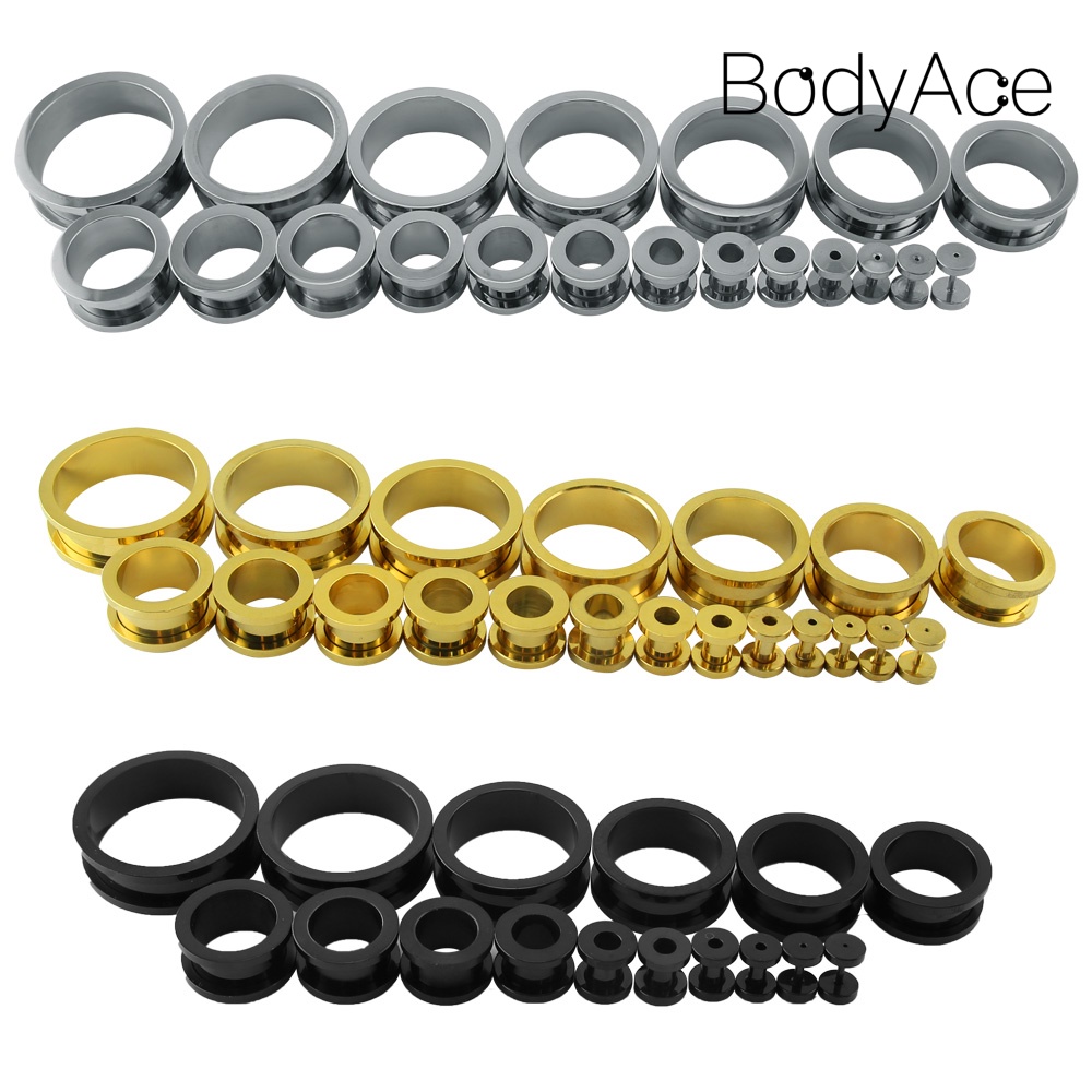Khuyên nong tai bằng thép không gỉ màu đen kích thước 1.2mm - 30mm