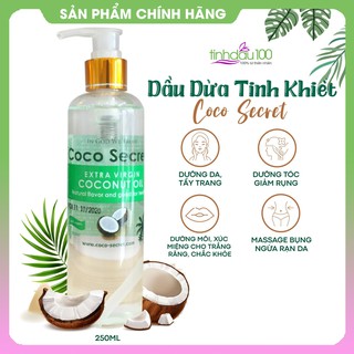 Dầu dừa tinh khiết Coco secret dưỡng da, dưỡng tóc nhanh dài, massage chống rạn da 250ml Tinh Dầu 100 Shop