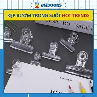 Kẹp bướm nhựa trong suốt hot trend nhiều cỡ kẹp tài liệu văn phòng BMBooks