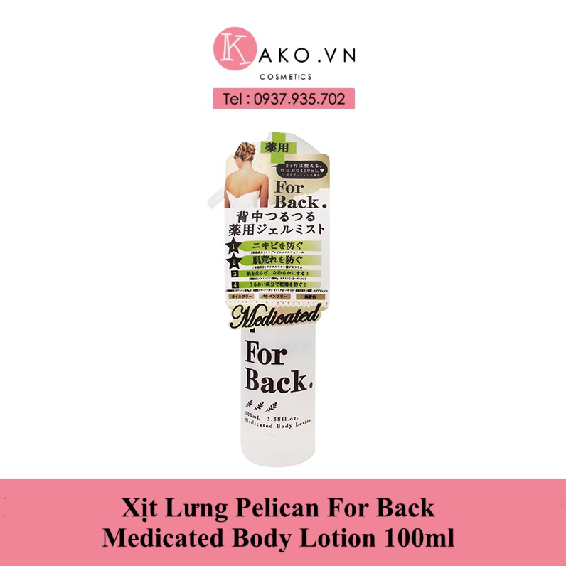 Xịt Lưng Pelican For Back Medicated Body Lotion 100ml